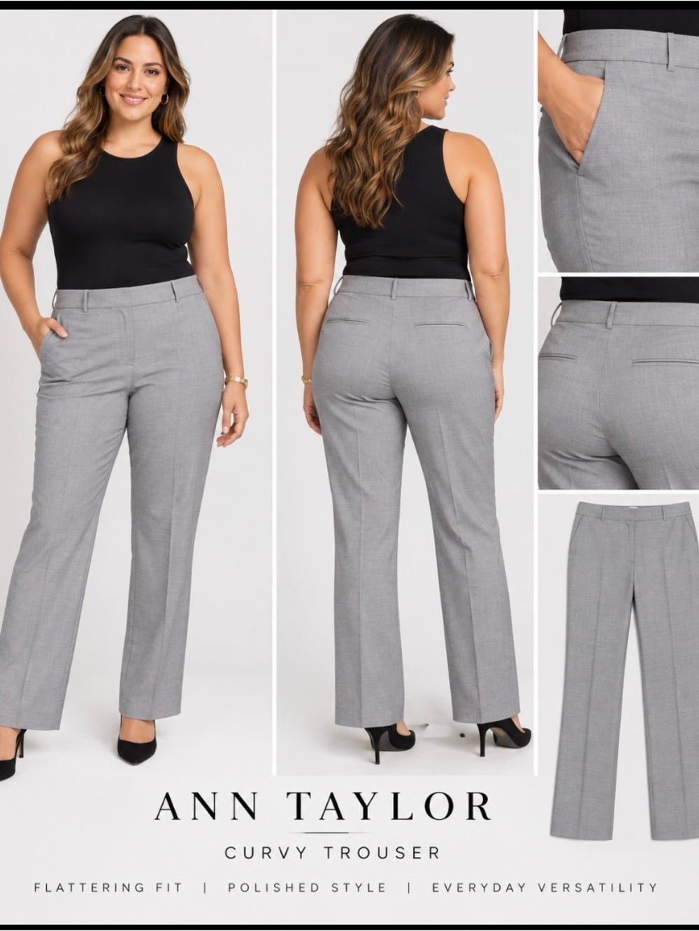 Ann Taylor Curvy Trouser Sz 10 Light Gray Pant NWT